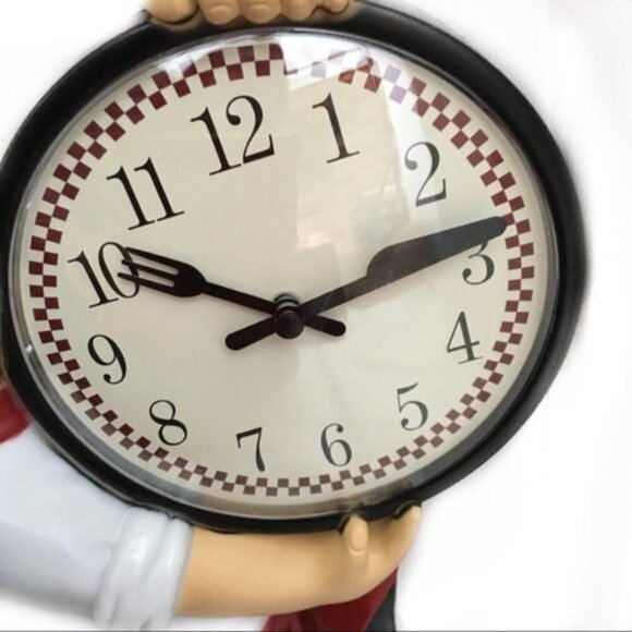 Fat Chef Wall Clock Bistro Italian Chef Kitchen Bar Analog Quartz 12.5 in - Picture 3 of 12